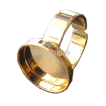 Ring blanks Vacuum real gold plating, More than 2 microns thick, with,glue pads, adjustable